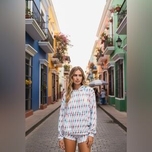 Aviator Nation BOLT Lounge Shorts - WHITE // USA